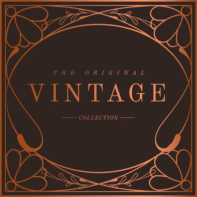 Art Nouveau Vintage Bronze Badge Vector – Free Download