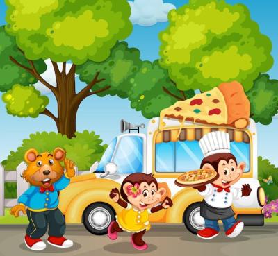 Animals Serving Pizza in the Park – Free Download