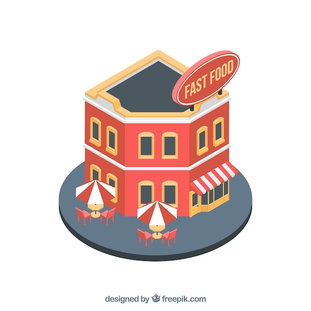 Modern and Isometric Fast Food Restaurant – Free Download