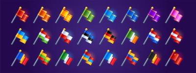 Game Icons Featuring Flags of Various Countries – Free Download