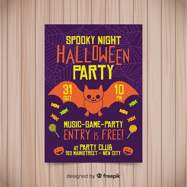 Halloween Party Flyer with Bat Template – Free Download