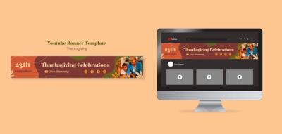 Thanksgiving Celebration YouTube Banner Template – Free Download