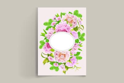 Peonies Background and Wreath Illustration Design – Free Download