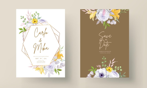 Beautiful Hand Drawing Flower Invitation Card Template – Free Download