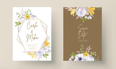 Beautiful Hand Drawing Flower Invitation Card Template – Free Download