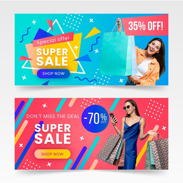 Gradient Sale Banners Set – Free Download