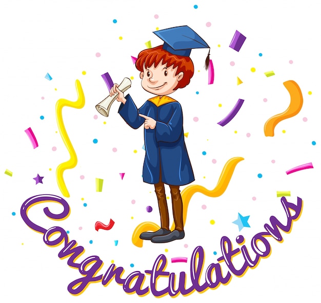 Congratulations Card Template Featuring a Graduate in Gown – Free Download