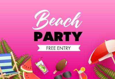 Colorful Beach Party Poster Design Featuring Ice Cream and Cocktails – Free Download