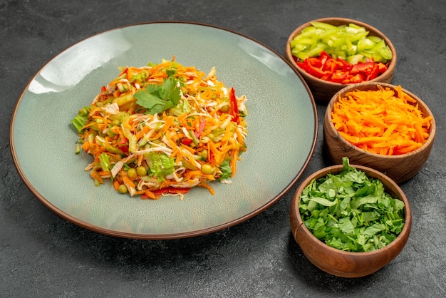 Vegetable Chicken Salad with Greens on Grey Table – Free Stock Photo Download