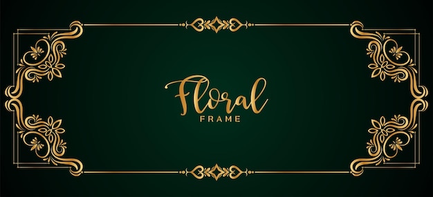 Beautiful Ethnic Golden Frame Floral Green Banner Design – Free Download