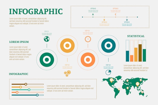 Flat Design Infographic with Retro Colors – Free Stock Photo Download