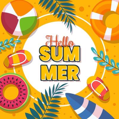 Gradient Hello Summer Illustration – Free Download