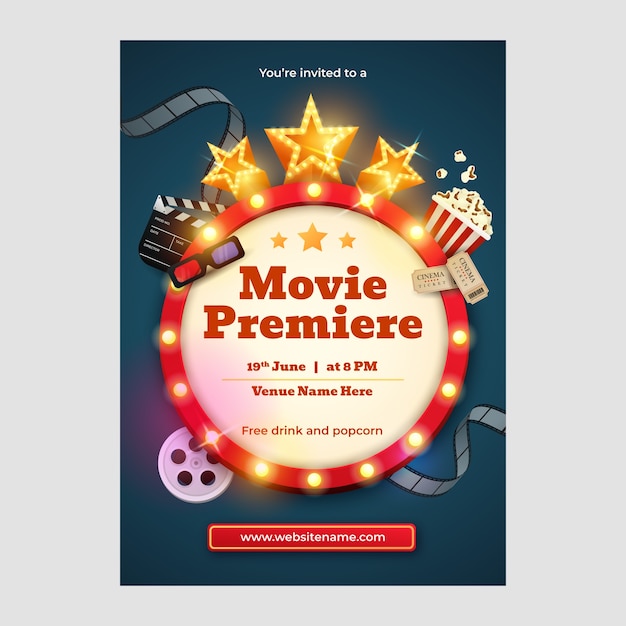 Realistic Invitation Template for Movie Premiere Event – Free to Download