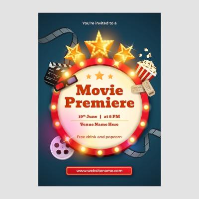 Realistic Invitation Template for Movie Premiere Event – Free to Download