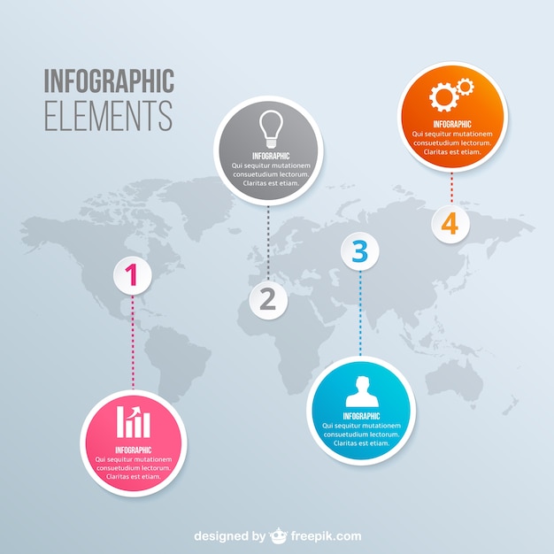 World Map Infographic – Free Download of Stock Vector Template