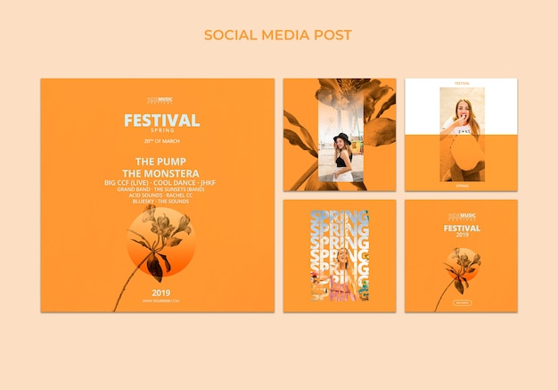 Spring Festival Square Post Template – Free Download