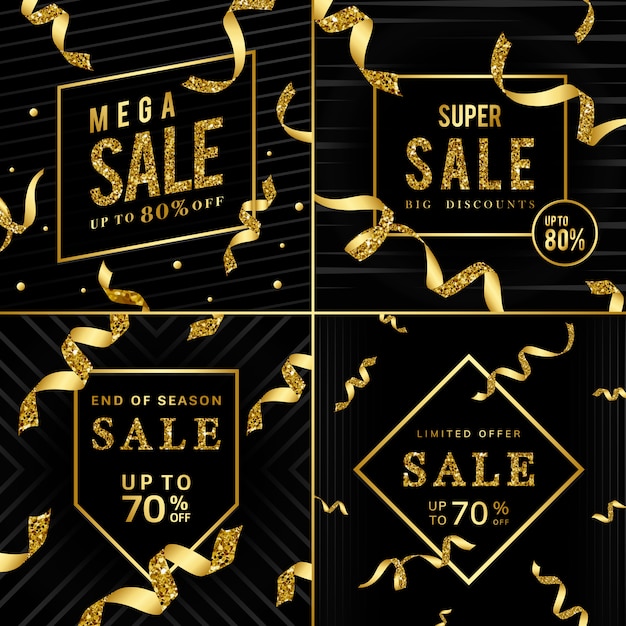 Golden Sale Sign Vector Set – Download Free Stock Photos