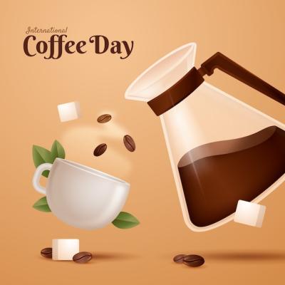 Realistic Coffee Day Illustration Featuring a Cup – Free Download