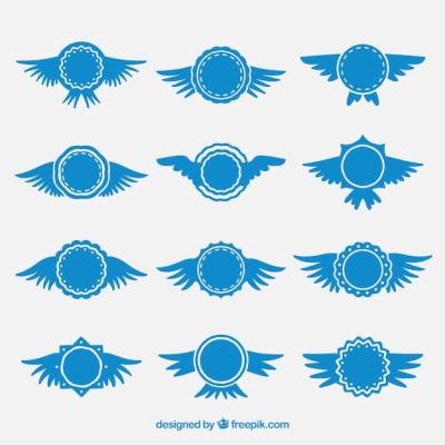 Badges with Blue Wings: Free Download, Download Free Stock Photo