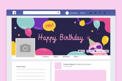 Abstract Child-Like Birthday Facebook Cover – Free Download