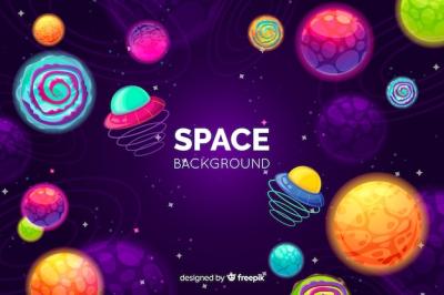 Colorful Hand Drawn Space Background – Free Download