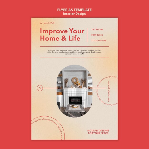 Vertical Flyer Template for Interior Design – Free Download