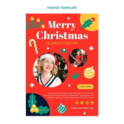 Flat Christmas Vertical Poster Template – Free Download