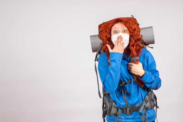 Female Tourist in Mask with Backpack – Free Stock Photo for Download