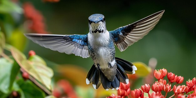 Breathtaking Blue and White Hummingbird in Rainforest – Free Download