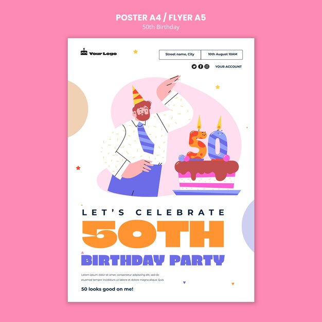 50th Birthday Celebration Poster Template – Free Download