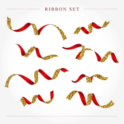 Gold and Red Ribbon Set Vector – Free Download, Free Stock Photo