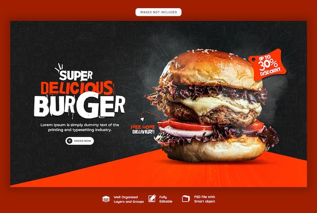 Delicious Burger and Food Menu Web Banner Template – Free Download