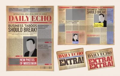 Old Daily Newspaper Template Vector – Tabloid Layout and Reportage Design for Free Download