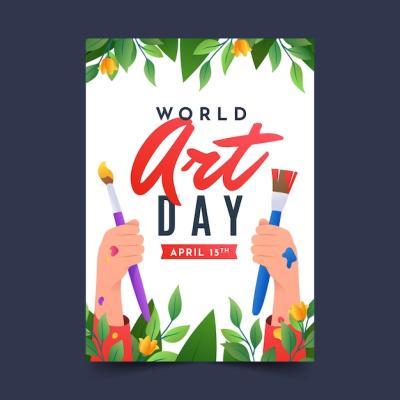 Gradient World Art Day Vertical Poster Template – Free Download