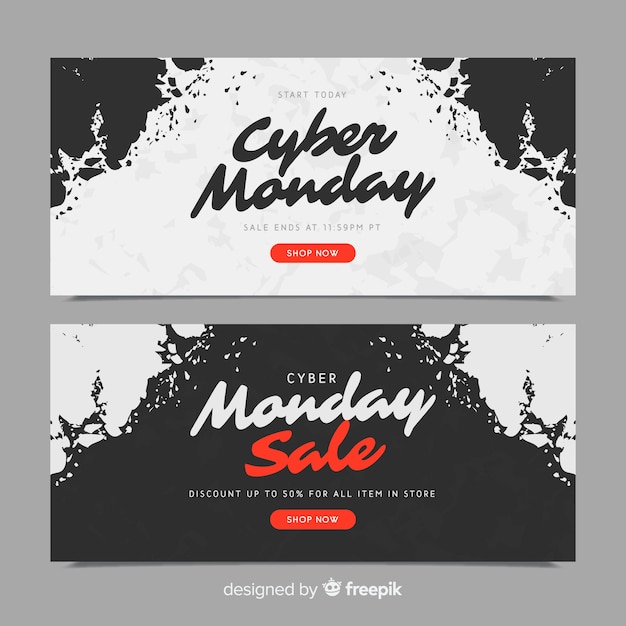 Colorful Cyber Monday Banners – Free Download for Flat Design Vector Templates