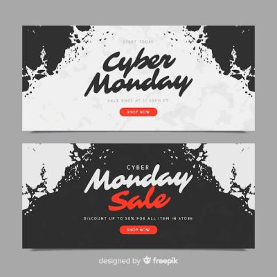 Colorful Cyber Monday Banners – Free Download for Flat Design Vector Templates