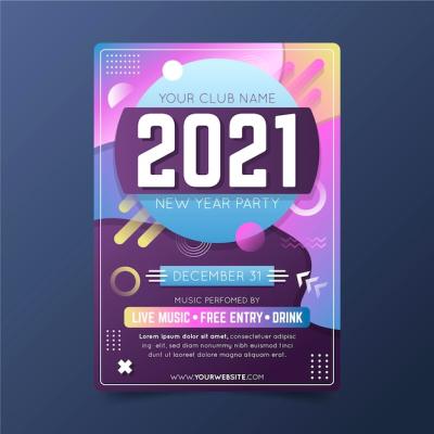 Abstract New Year 2021 Party Poster Template – Free Download