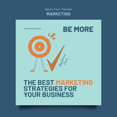 Flat Design Marketing Strategy Square Flyer – Free Download, Free Stock Photo