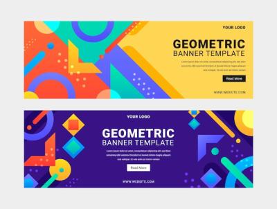 Gradient Geometric Pattern Horizontal Banner – Free Download