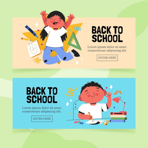 Hand Drawn Back to School Banners – Free Download