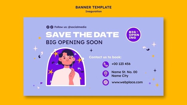 90’s Digital Remake Style Inauguration Horizontal Banner Template – Free Download