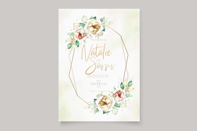 Soft Color Peonies Watercolor Invitation Card Set – Free Download