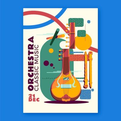 Orchestra Concert Poster in Flat Design – Free Download