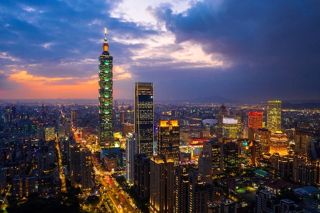 Taiwan Skyline: Stunning Cityscape at Sunset – Free Download