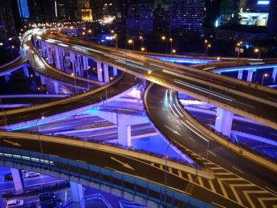 High Angle View of Light Trails on Bridge at Night – Free Stock Photo, Download for Free