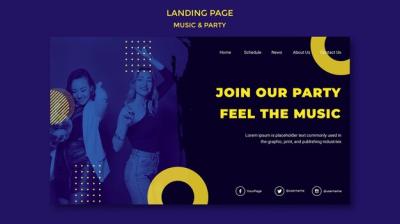 Music & Party Concept Landing Page Template – Free to Download