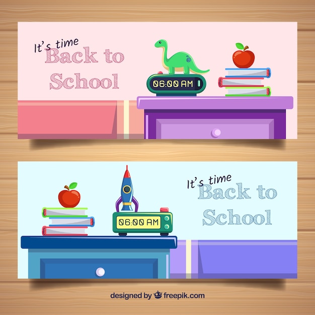 Back to School Banners in Flat Design – Free Download