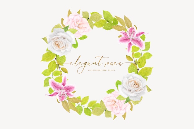 Wreath Floral and Leaves Ornament Illustration – Free to Download