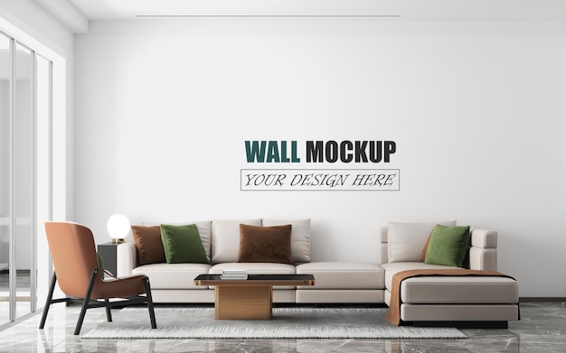 Modern Living Room Design Wall Mockup – Free Download