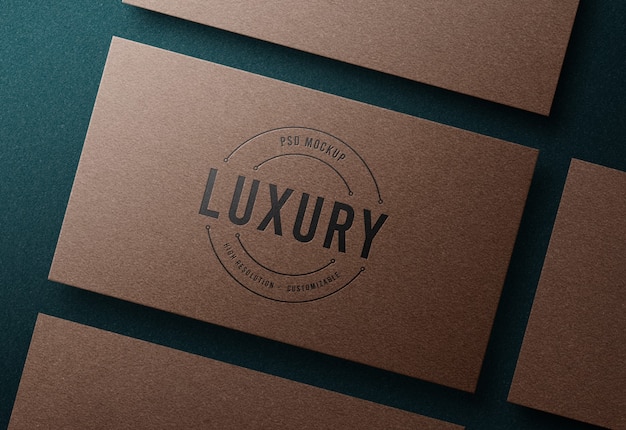 Luxury Logo Mockup on Craft Paper Business Card with Letterpress Effect – Free Download